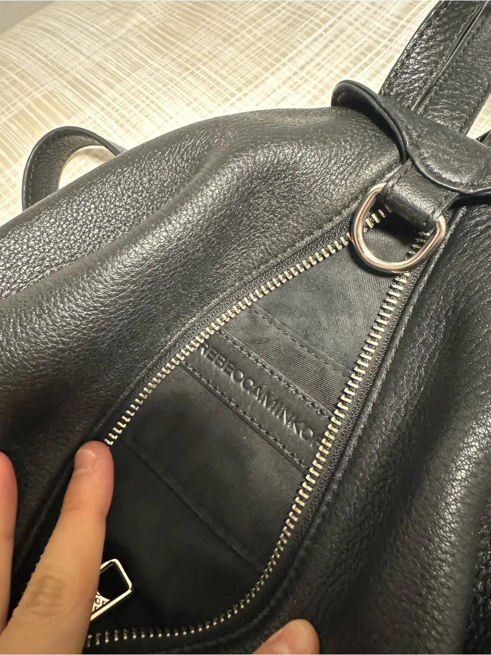 Rebecca Minkoff Black Pebbled Leather Backpack with Silver Hardware